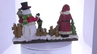 Set of 2 Santa and Snowman Candle Holders 6 Inches - AL-07