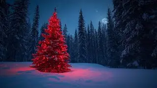 Red Christmas Tree in a Silent Winter Forest | Night Calm #winternight #winter 