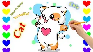 How to draw a beautiful Cat / Drawing a Cute Cat easy and step by step