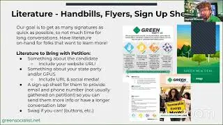 Campaign Training (Petitioning and Ballot Access): Literature - Handbills, Flyers, Sign Up Sheet