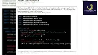 Actions class in selenium short video #shorts #youtubeshorts #ytshorts