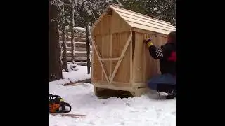 Cozy Snowmobile Camper Sled Shelter Ice Hut Log Cabin