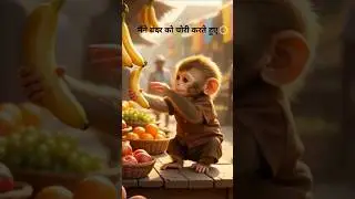 Baby monkey stealing Banana #shortvideo #monkey #banana #animal #aivideo