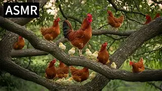 ASMR Chickens Pecking Grain in the Morning Sunlight