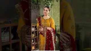 Elegant yellow Dress/Azure Luxury Embroiderd Chiffon Collection/you tube shorts