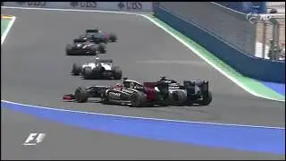 Pastor Maldonado saca de la pista a Kimi en Gp Europa 2012