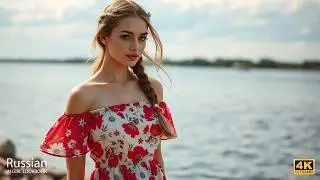 4K AI Art Lookbook｜Alluring Beauty in a Floral Dress by the Volga River