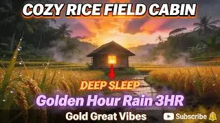 Cozy Rice Field House Rain  3HR | Golden Hour Deep Sleep