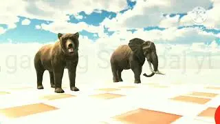 Forest Animals Running Race with Elephant, Mammoth, Tiger, Gorilla, Horse, Cow, Zoo Animals