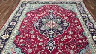 Semi-Antique Large Blue and Red Persian Kashan Oriental Rug 8'3X11'8 - M1040 85