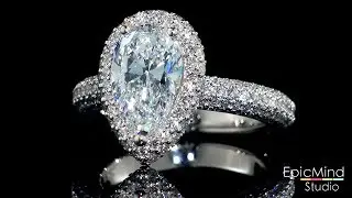 Pear Diamond with Pave Diamonds Engagement Ring Video