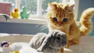 Cat and Rabbit Friendship | Adorable Cat & Rabbit Best Friends Bonding Video | Cute Animal Friends