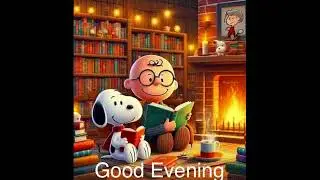 Good Evening From Snoopy and Charlie Brown in the Library