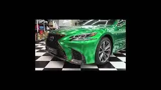 Оклейка Lexus LS500 плёнкой avery radioactive green
