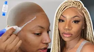 The Best Flawless Blonde Box braid Wig tutorial ft. Kiss All Mighty bond dual tip glue