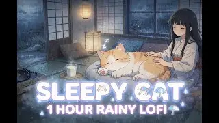 Sleepy Cat ☔ 1 Hour Rainy Lofi Mix | Cozy, Cute & Relaxing Beats for Sleep, Study & Chill