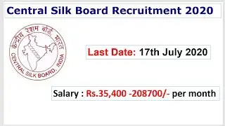 CSB Scientist B/C Online Form 2020-Central Silk Board Technical Assistant Form 2020 #dailyjobupdates