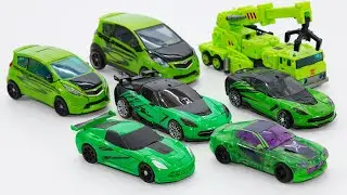 Transformers Green Color 7 Vehicles Car Robots Toys