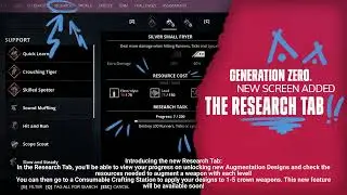 Generation Zero Introduces -  The new Research Tab