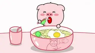 Piglets eat Small dango，a steamed dumpling with the｜Animation ｜ASMR｜Meat buns｜Mukbang