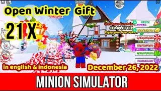 Open 21x Winter Gift Present for Huge Pet in Minion Simulator Roblox