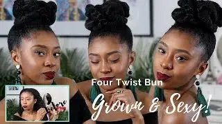 Simple Wash Day Style For Natural Hair | Four Twist Bun Updo