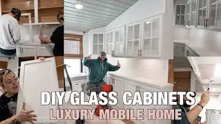 TURNING OUR OLD MOBILE HOME INTO A LUXURY MOBILE HOME | DIY plexiglass cabinet doors on a budget!
