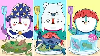 Penguins Turn Dinner Into a Fun Cooking Challenge | Lil Pudgys