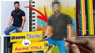 MS Dhoni drawing in Anime style🔥| dhoni drawing colour pencil | Artistic Ankan