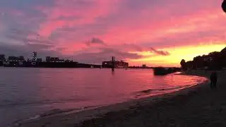 Sunset on the River Elbe, Hamburg, Germany