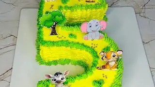Number 5 Shape cake ‼️💚 Number 5 shape cake decoration without mold 🎂