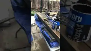 Sealing the fence posts. 4x4 fence posts. Henry Sealer Dampproofer