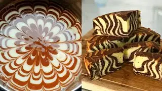 💕Eggless Zebra cake/marble cake/Eggless vanilla cake& Chocolate cake without oven/tasty cake recipe