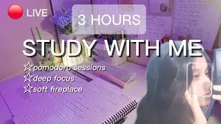 Exam Study Live✨️📚 | 3-hours pomodoro | calm & productive