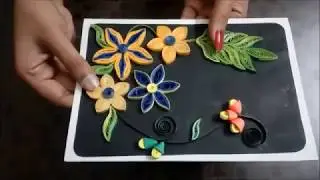Handmade quilling flowers card idea | tutorial