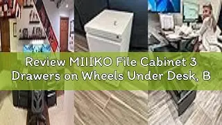 Review MIIIKO File Cabinet 3 Drawers on Wheels Under Desk, Black Metal Rolling File Cabinets with Lo
