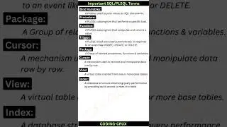 Important SQL/ PLSQL Definitions  #sqlinterviewquestions  #sqlforbeginners