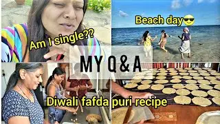 Answering ALL your Questions😆|Diwali Fafda Recipe| Beach Day Out  #vlog #youtube #beach #fafda