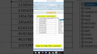 #Shorts Hide Mid number in excel! #tallyprimetutorialinhindi #excel #excel2tally #exceltips #jobs