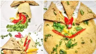 بديل البيض أومليت بدون بيض نباتي لكن كله كالسيوم رائع هش وطري أكلة الطاسة الواحدة