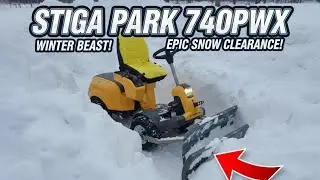 Stiga Park 740pwx 4x4 snow clearance in the village at night