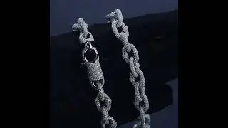 Iced Out Sterling Silver Moissanite 360 Oval Link Necklace