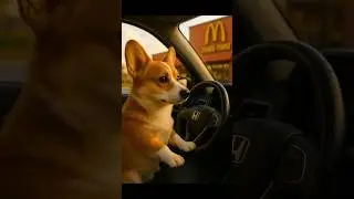 Corgi Drive-Thru 🚗🐶 Cutest Driver Ever! #Corgi #WelshCorgi #CorgiDrive #DogDriver #CuteDog