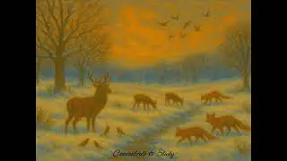Golden Sunset in a Winter Wildlife Field ❄️🦌 | Calm Nature Ambience for Study & Relaxation