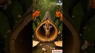 Rescue Giraffe🦒 from giant log🪵 #animals #shorts #funny #rescue