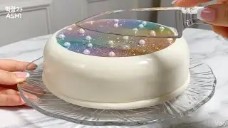 【ガラスASMR】レインボーハート宝石ガラスケーキ きらめく癒しのカット音と大人可愛いスイーツ 睡眠導入 Rainbow Heart Crystal Glass Cake ASMR Cut Sound