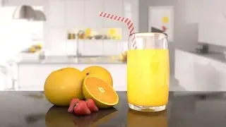 0063. Tutorial Cinema 4D - Suco de Laranja e Frutas (Modelagem, Luz e Texturização)