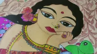 MADHUBANI PAINTING for beginners//traditional Bengali bride painting #art #shortfeeds #madhubani//🌺