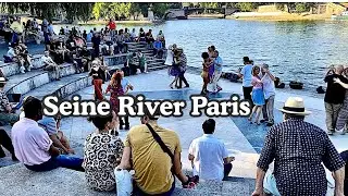 An Evening Walk Along the Seine River in Paris France.