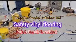 Safety vinyl flooring patch repair in a school in London #Hotwelding #Vinyl